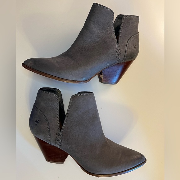 Frye Reina Gray Leather Cut Out Bootie - Picture 16 of 16